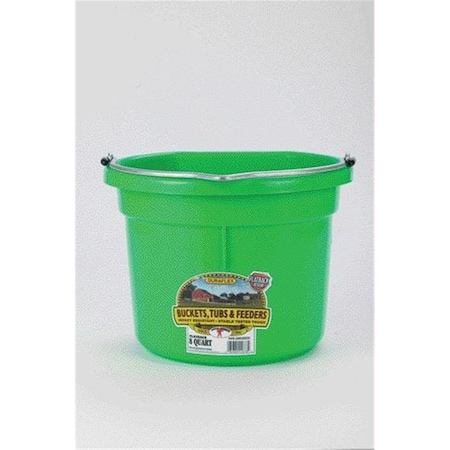 Miller Mfg Flat Back Plastic Bucket- Lime Green 8 Quart - P8FBLIMEGREEN 1124-LG-8QT